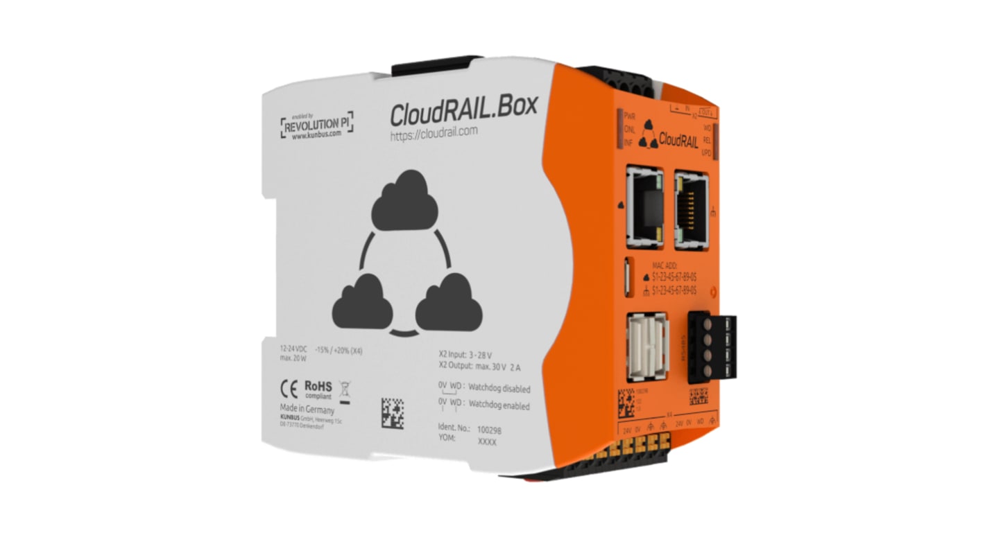 Kunbus CloudRail Box, Industrial Computer, 20W, 1.2 GHz Quad-Core, BCM2837 1.2 GHz, 1 GB (RAM), 4 GB (Flash), 4 Linux