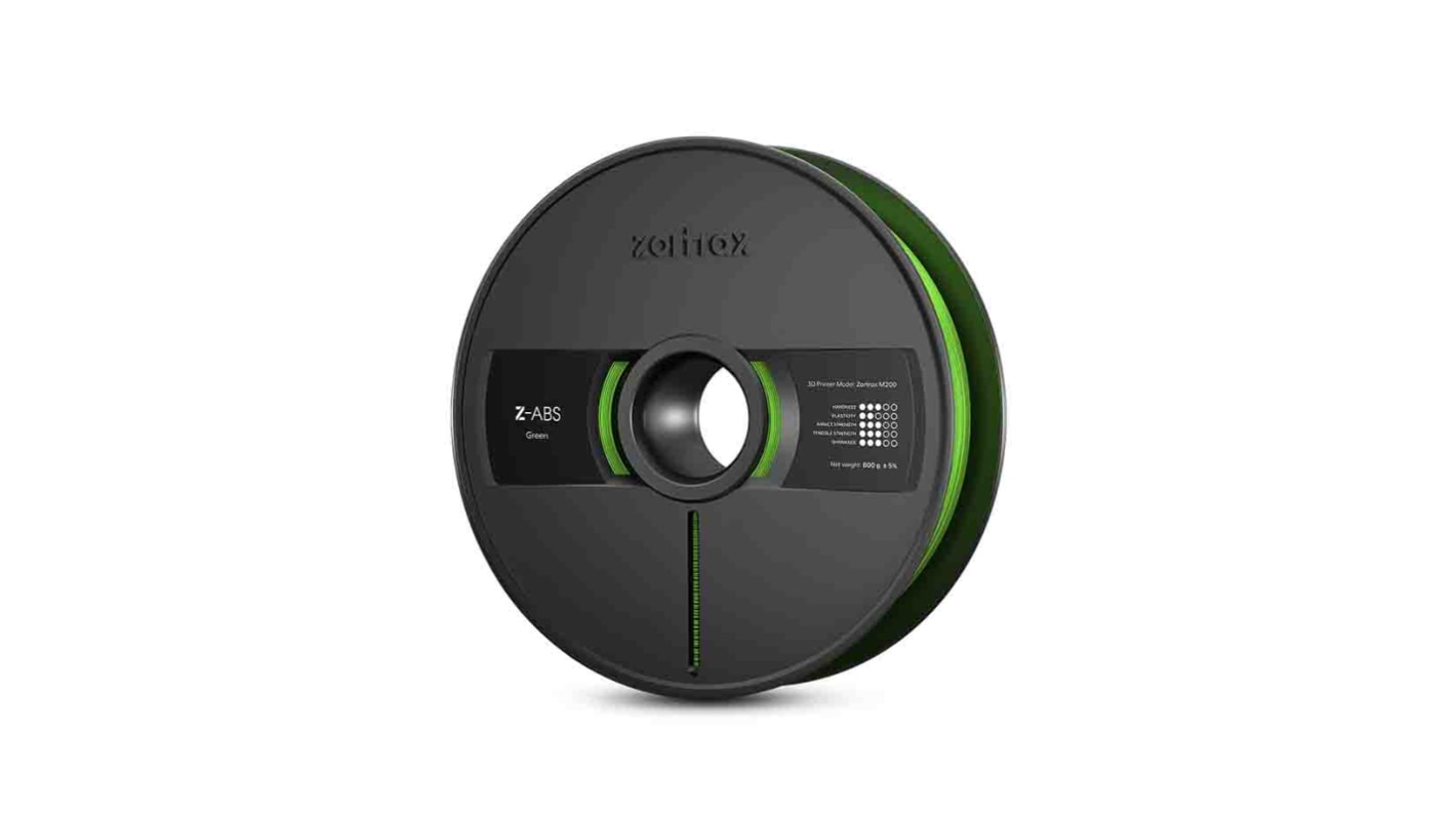 Filamento para impresora 3D FDM, ABS, 1.75mm, Verde, 800g Zortrax