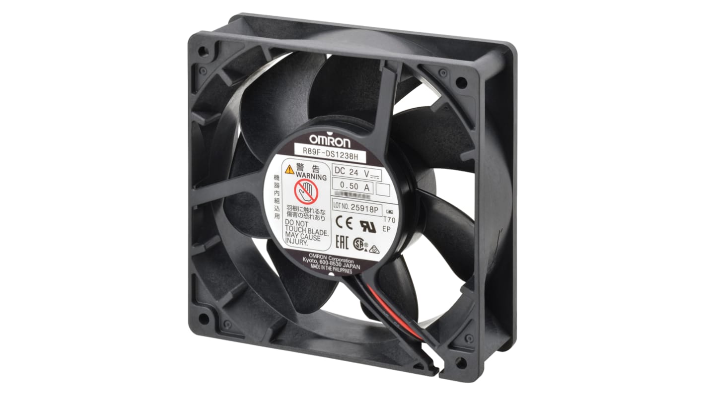 Omron R89F Series Axial Fan, 24 V dc, DC Operation, 3.88m³/min, 12W, 500mA Max, 120 x 120 x 38mm