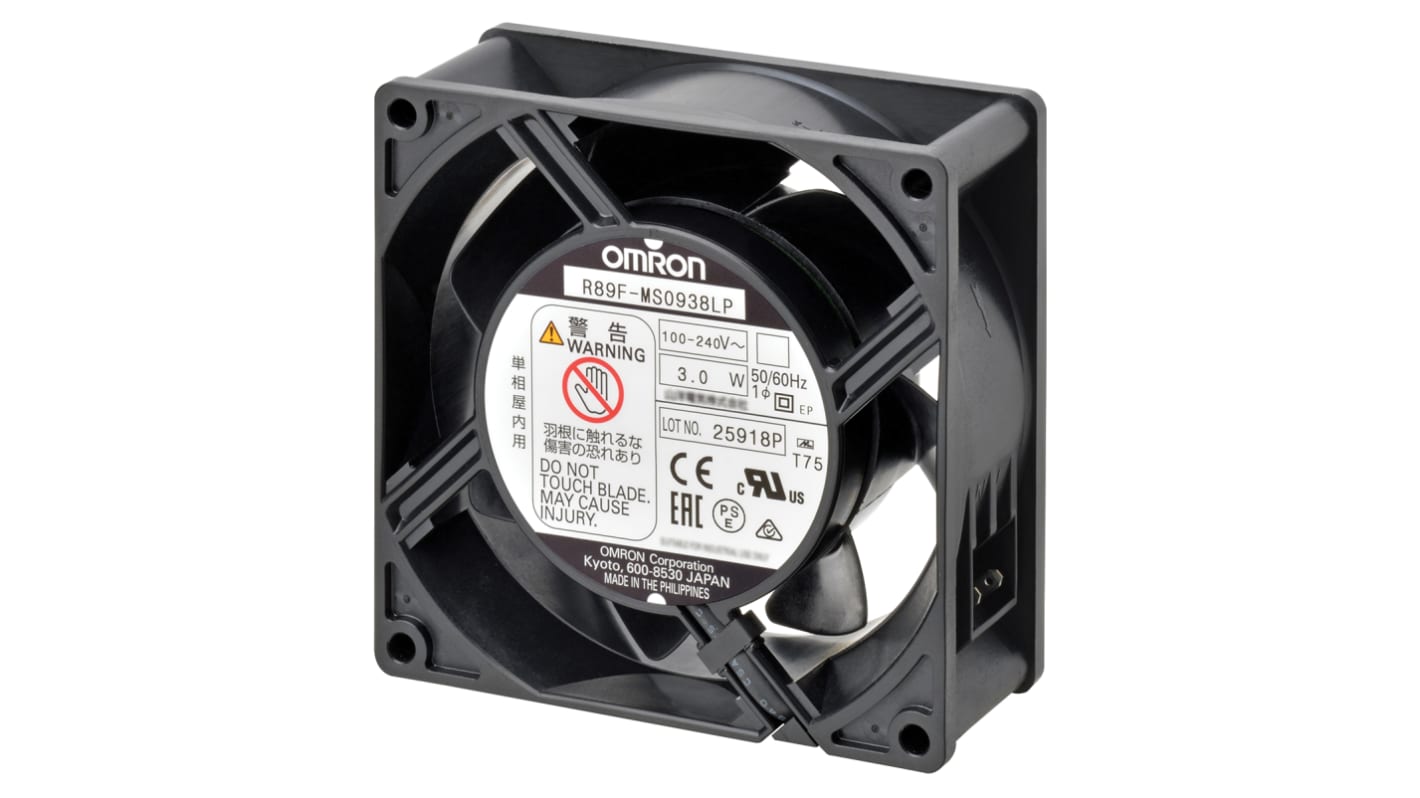 Ventilador Axial Omron R89F de 92 x 92 x 38mm, 100 → 240 V ca, 3W, caudal 1.18m³/min, 33dB