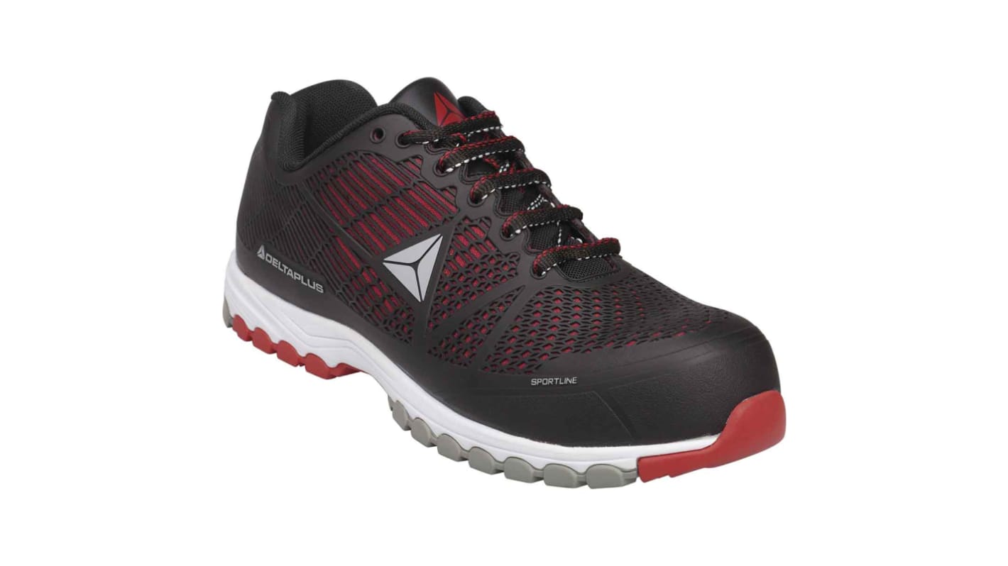 Scarpe sportive antinfortunistiche S1P Delta Plus DELTA tg. 47, col. Nero/Rosso, con puntale di sicurezza
