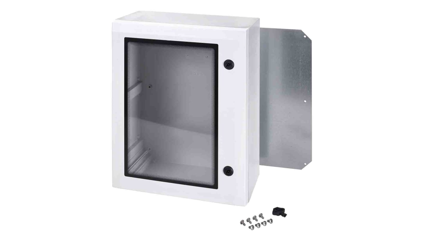 Caja de pared Fibox Arca de Policarbonato Gris claro, con placa de montaje, IP65