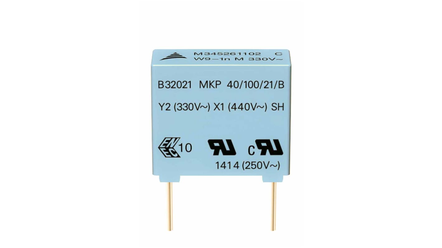 EPCOS B32021 Polypropylene Film Capacitor, 300V ac, ±20%, 6.8nF, Through Hole