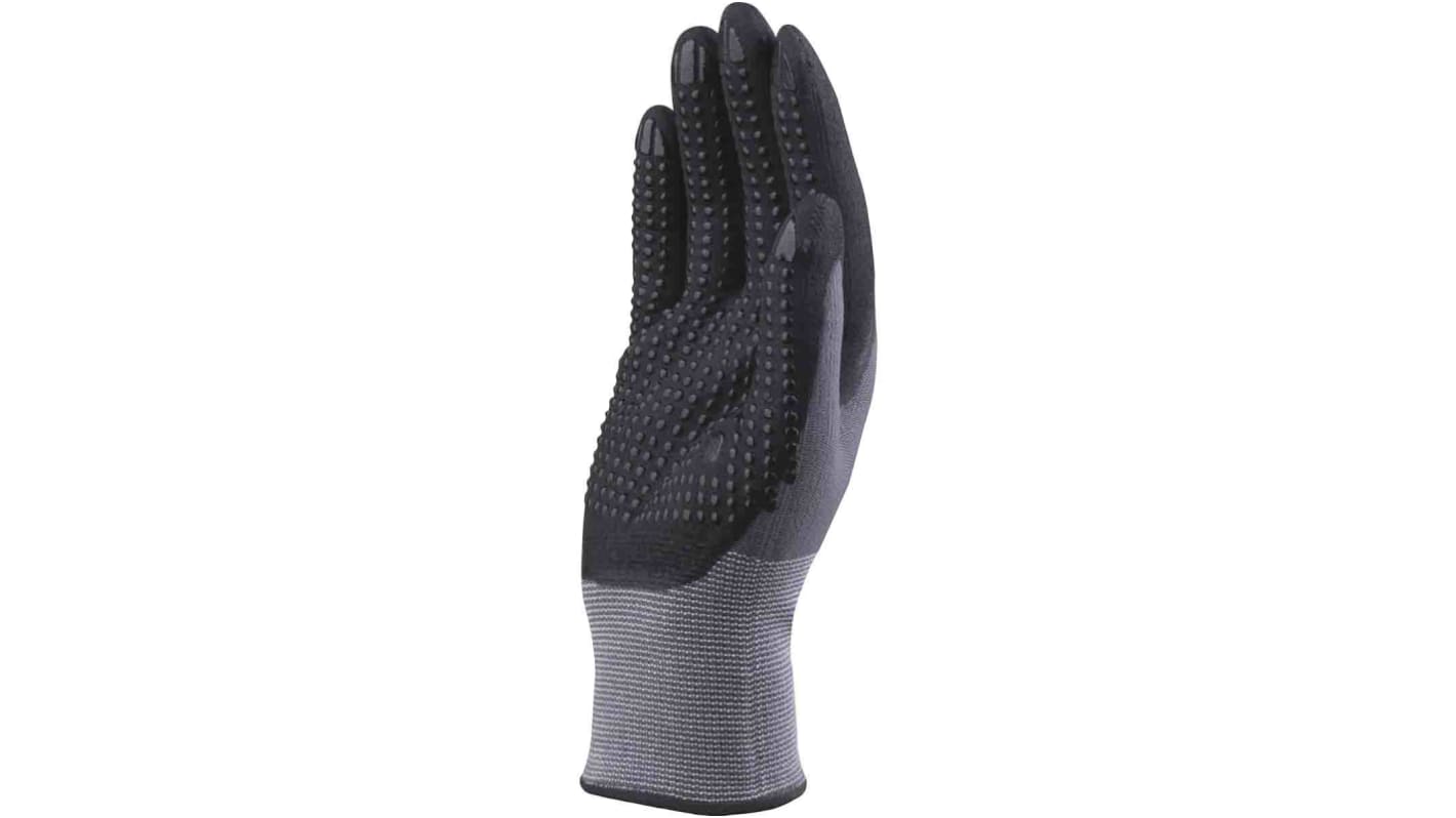 Guanti da lavoro Delta Plus, Tg. 7, in Poliammide, Spandex, col. Nero, grigio