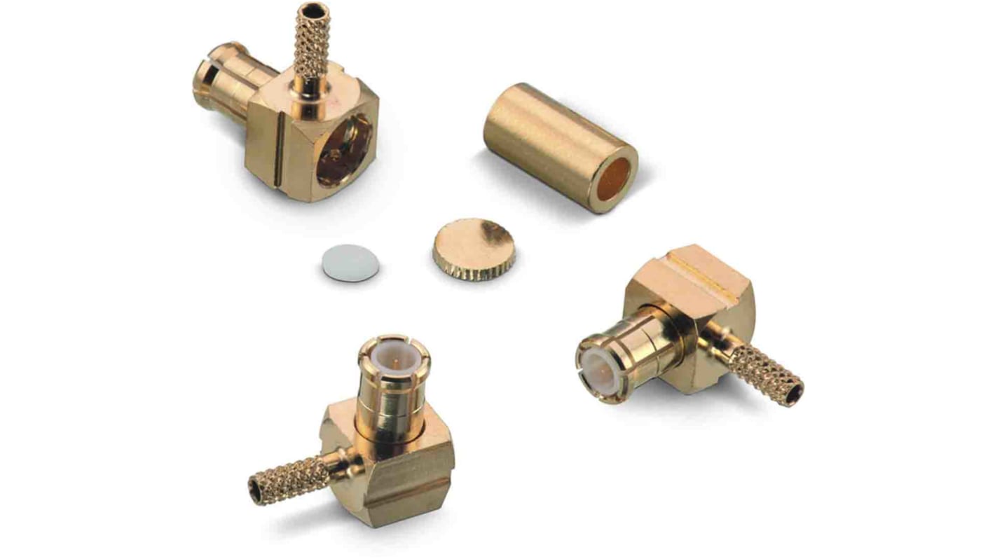 Wurth Elektronik WR-MCX Series, Plug Cable Mount MCX Connector, 50Ω, Crimp Termination, Right Angle Body