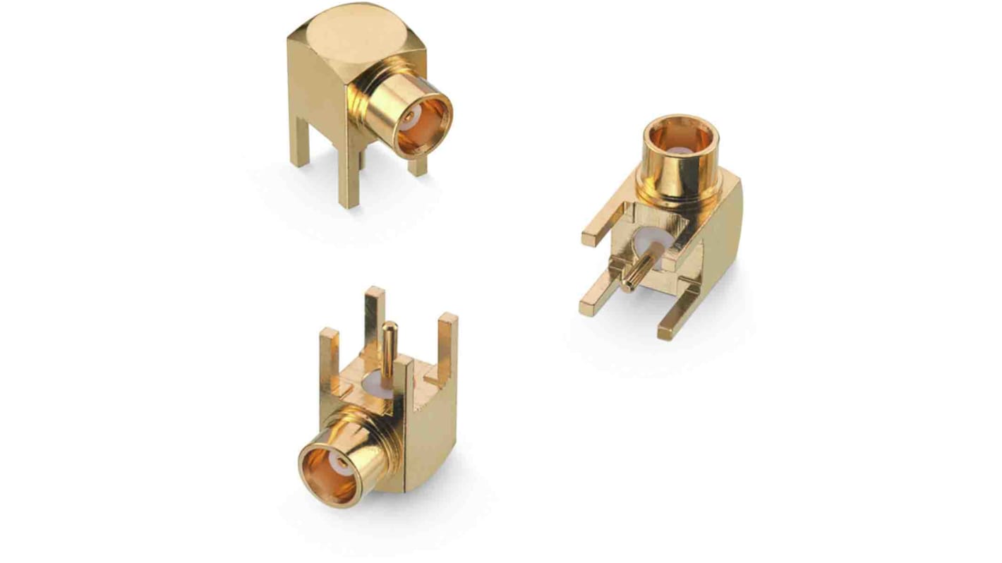 Wurth Elektronik WR-MCX Series, jack Through Hole MCX Connector, 50Ω, Solder Termination, Right Angle Body