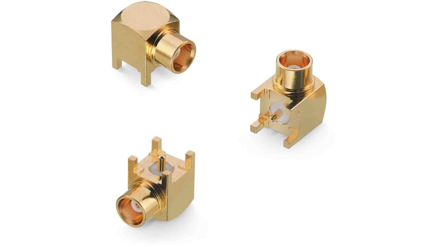 Wurth Elektronik WR-MCX Series, jack Through Hole MCX Connector, 50Ω, Solder Termination, Right Angle Body