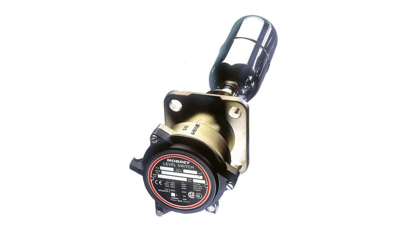 Delta-Mobrey 铝青铜浮球开关, 侧面安装, 单刀单掷, 最大直流240V, 最高+210°C