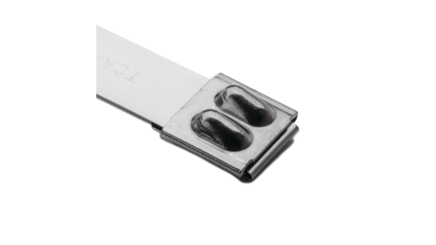 HellermannTyton Cable Tie, Ball Lock, 838mm x 12.3 mm, Metallic Stainless Steel, Pk-50