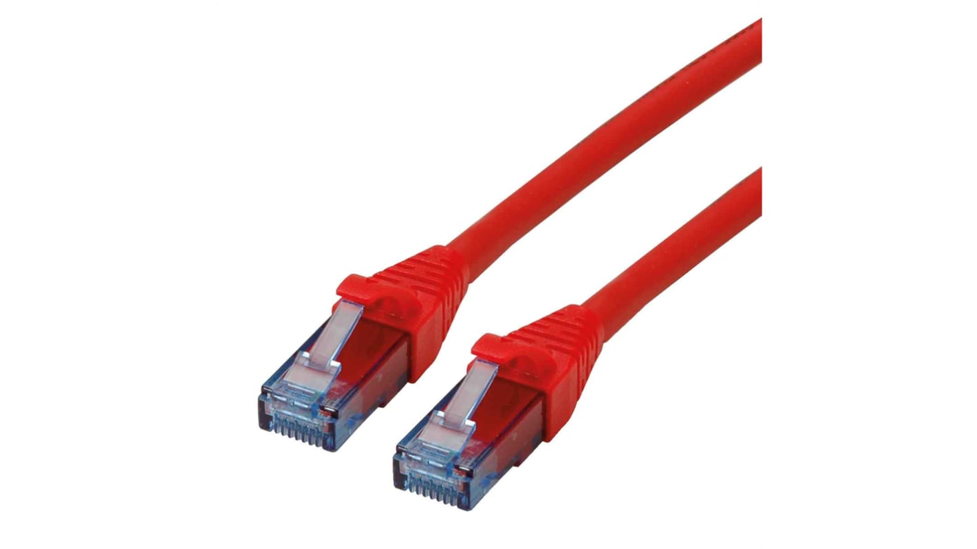 Cable Ethernet Cat6a U/UTP Roline de color Rojo, long. 2m, funda de LSZH, Libre de halógenos y bajo nivel de humo (LSZH)
