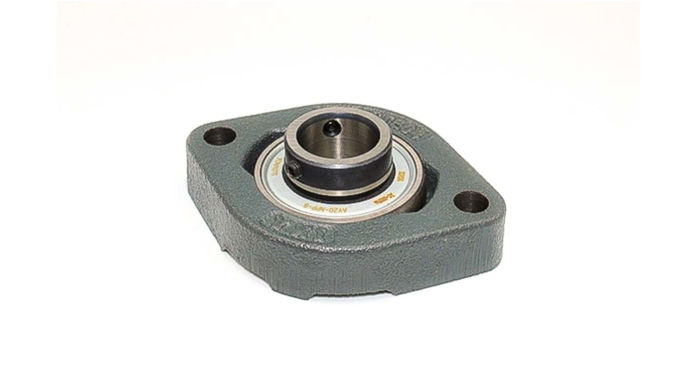 Cuscinetto flangiato INA, 2 fori di montaggio da 6,6 mm, Ø int 17mm, dimensioni 58.7mm x 24.4mm x 81mm, in Ghisa
