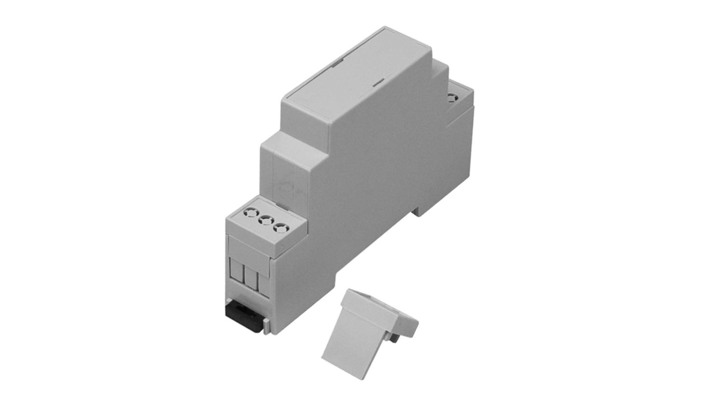 RS PRO Elektronikgehäuse , 17.5 x 90 x 58mm, Geh.Mat. Polycarbonat, Gehäusesockel, Hellgrau, Oben offen