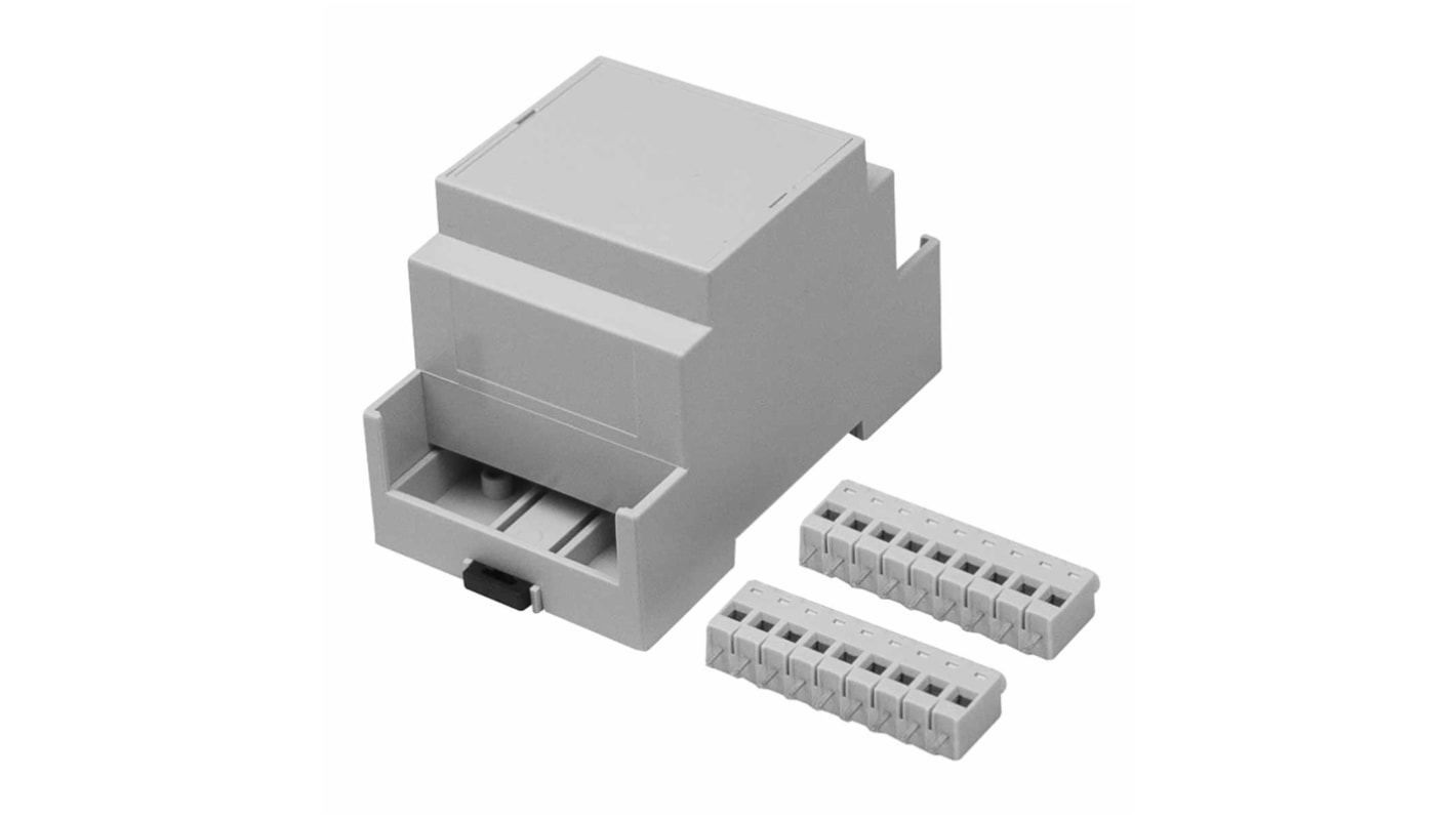 RS PRO Elektronikgehäuse , 53.4 x 90 x 58mm, Geh.Mat. Polycarbonat, Gehäusesockel, Hellgrau, Verlängerte Wände/Seiten