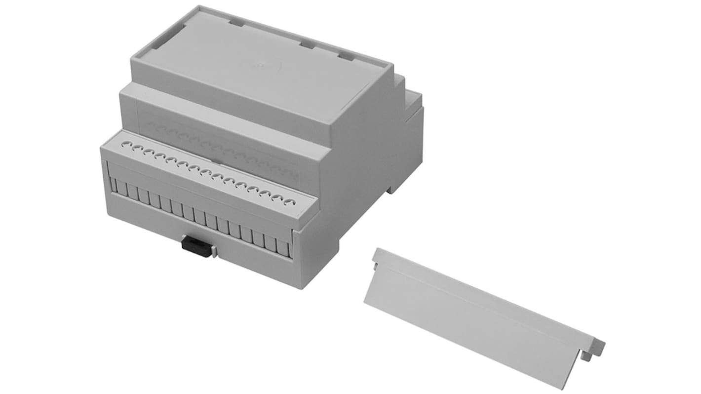 RS PRO Solid Top Enclosure Type, 88 x 90 x 58mm, Polycarbonate DIN Rail Enclosure Kit
