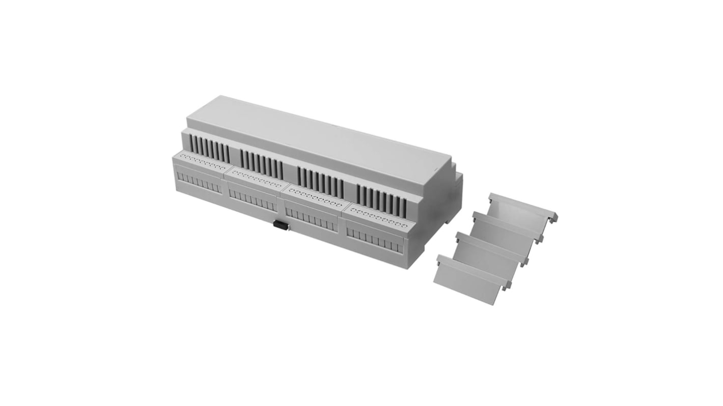 RS PRO Open Top, Vented Sides Enclosure Type, 212.1 x 90 x 58mm, Polycarbonate DIN Rail Enclosure Kit