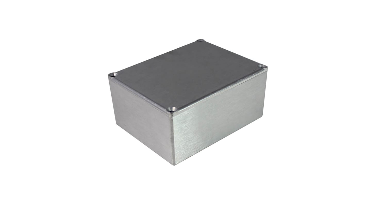 RS PRO Silver Die Cast Aluminium General Purpose Enclosure, IP54, Black Lid, 119 x 94 x 56mm