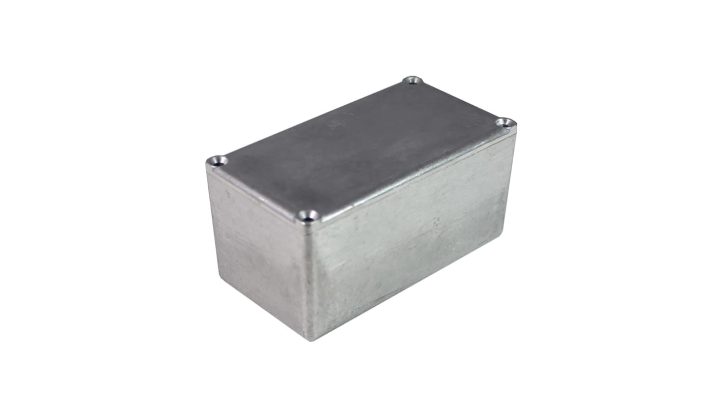 RS PRO Silver Die Cast Aluminium General Purpose Enclosure, IP54, Black Lid, 111 x 60 x 54mm