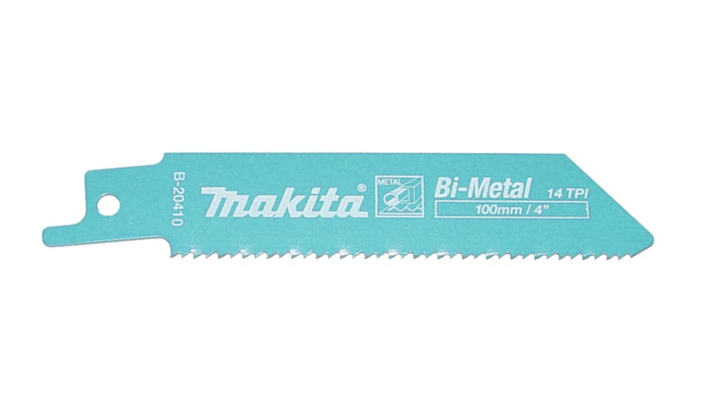 Hoja de sierra de sable Makita de Bi-metal, Longitud de Corte 100mm, 14 dientes por pulgada, 5 unidades, para Metal