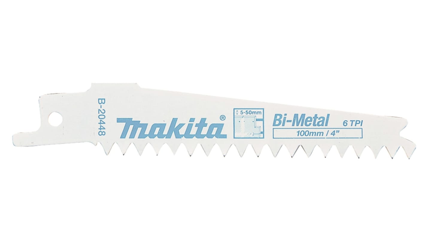 Makita Bi-Metall Säbelsägeblatt, Schnittlänge 100mm / 6 TPI, 5 Stück für Kunststoff