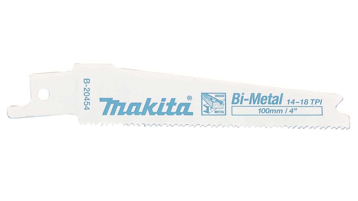Makita, 14 → 18 Teeth Per Inch 100mm Cutting Length Reciprocating Saw Blade, Pack of 5