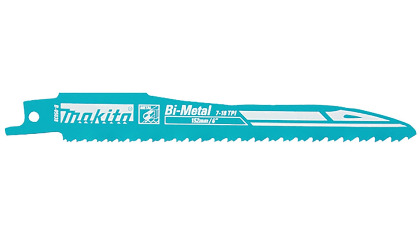 Makita, 7 → 18 Teeth Per Inch 152mm Cutting Length Reciprocating Saw Blade, Pack of 5