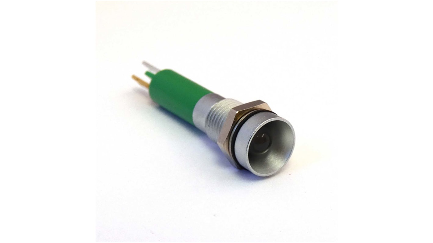 CML Innovative Technologies 绿色LED面板指示灯, 24V 直流, 9mA, Φ8mm安装孔, 凹入式边框, IP67, 190BX35X系列