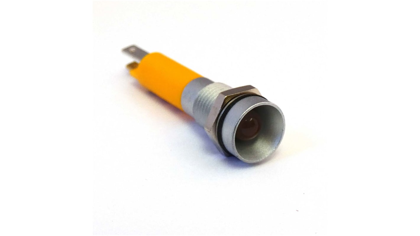 Indicatore da pannello CML Innovative Technologies Giallo  a LED, 24V cc, IP67, Ad incasso, foro da 8mm