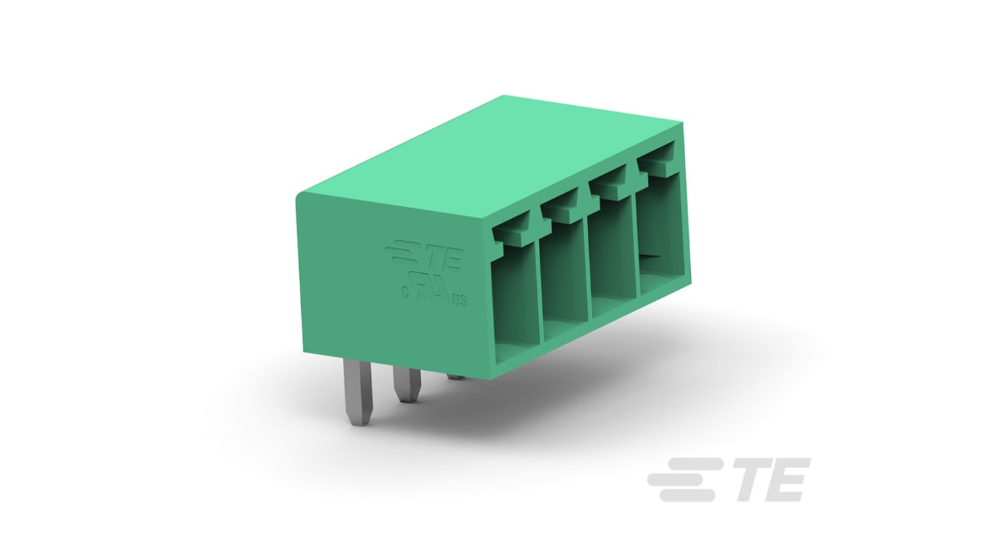 TE Connectivity 3.5mm Pitch 3 Way Right Angle Pluggable Terminal Block, Header, Through Hole, Solder Termination