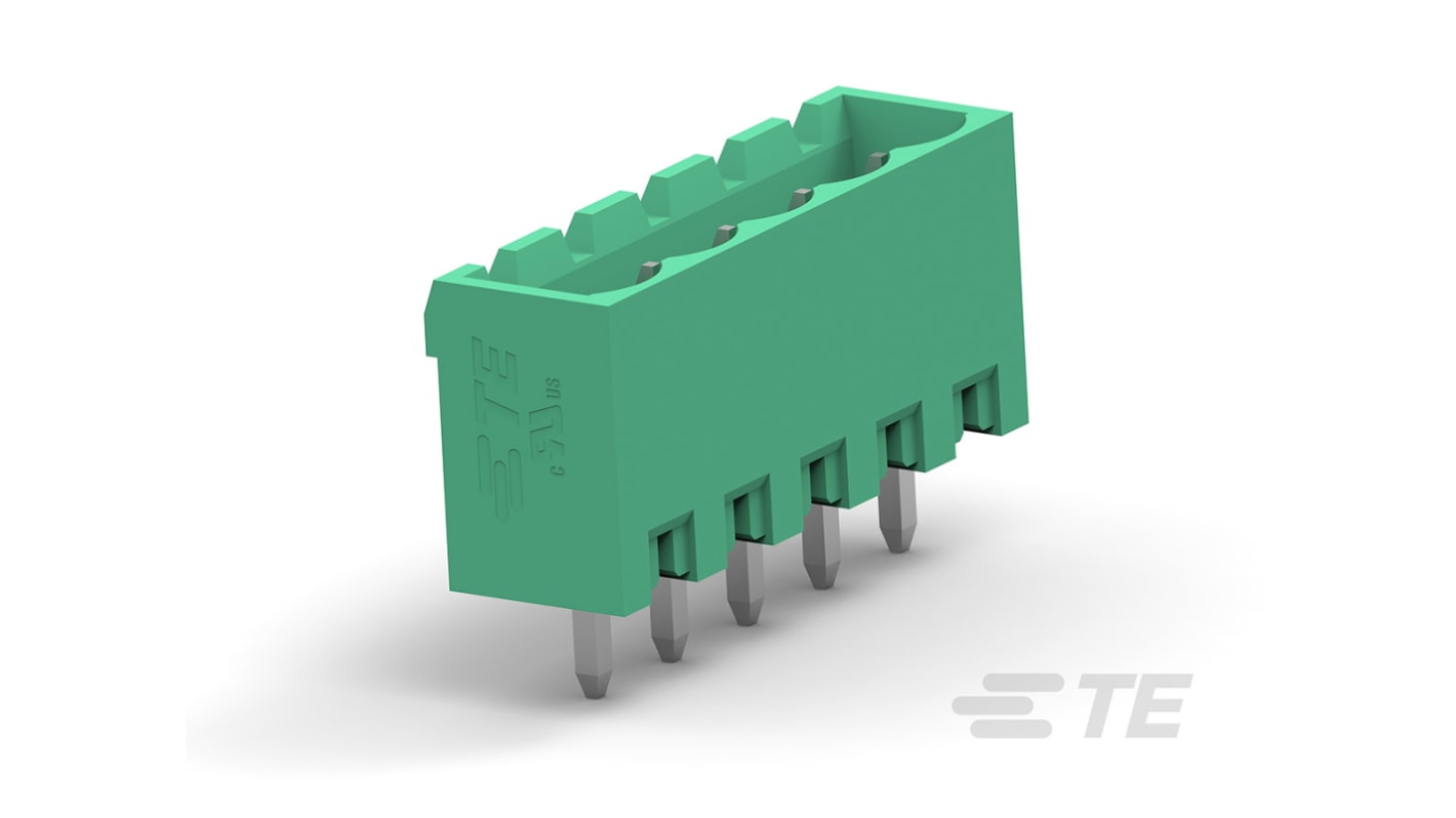 TE Connectivity, 5mm Pitch, 2 Way, Vertical, Pluggable Terminal Block, Header, Through Hole, Solder Termination,