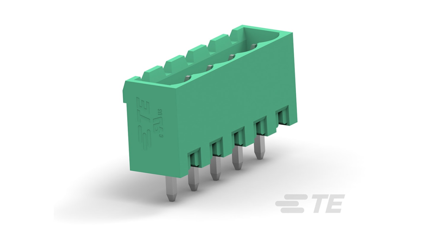 TE Connectivity 5mm Pitch 6 Way Vertical Pluggable Terminal Block, Header, Through Hole, Solder Termination