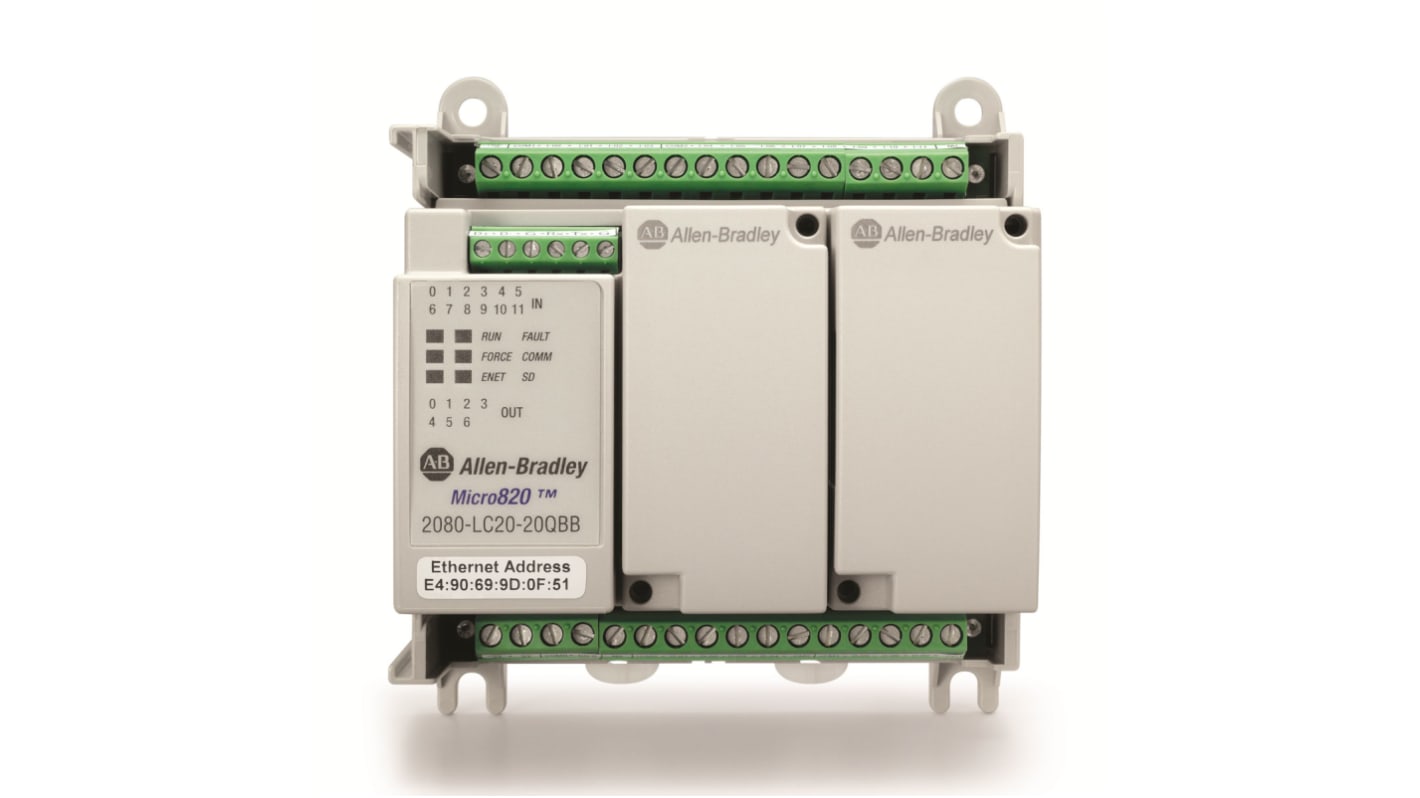 Rockwell Automation Bulletin 2080 Series Logic Controller for Use with Micro 820 Series, Relay Output, 12-Input,