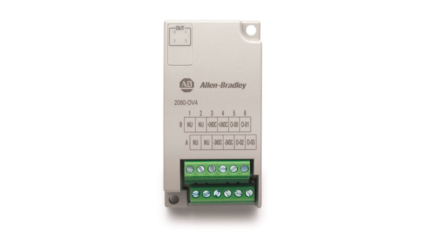 Moduł PLC We/Wy Allen Bradley Moduł PLC We/Wy Bulletin 2080 Cyfrowe Mikrowieża 800 2080-OV4 30,5 x 62 x 20 mm