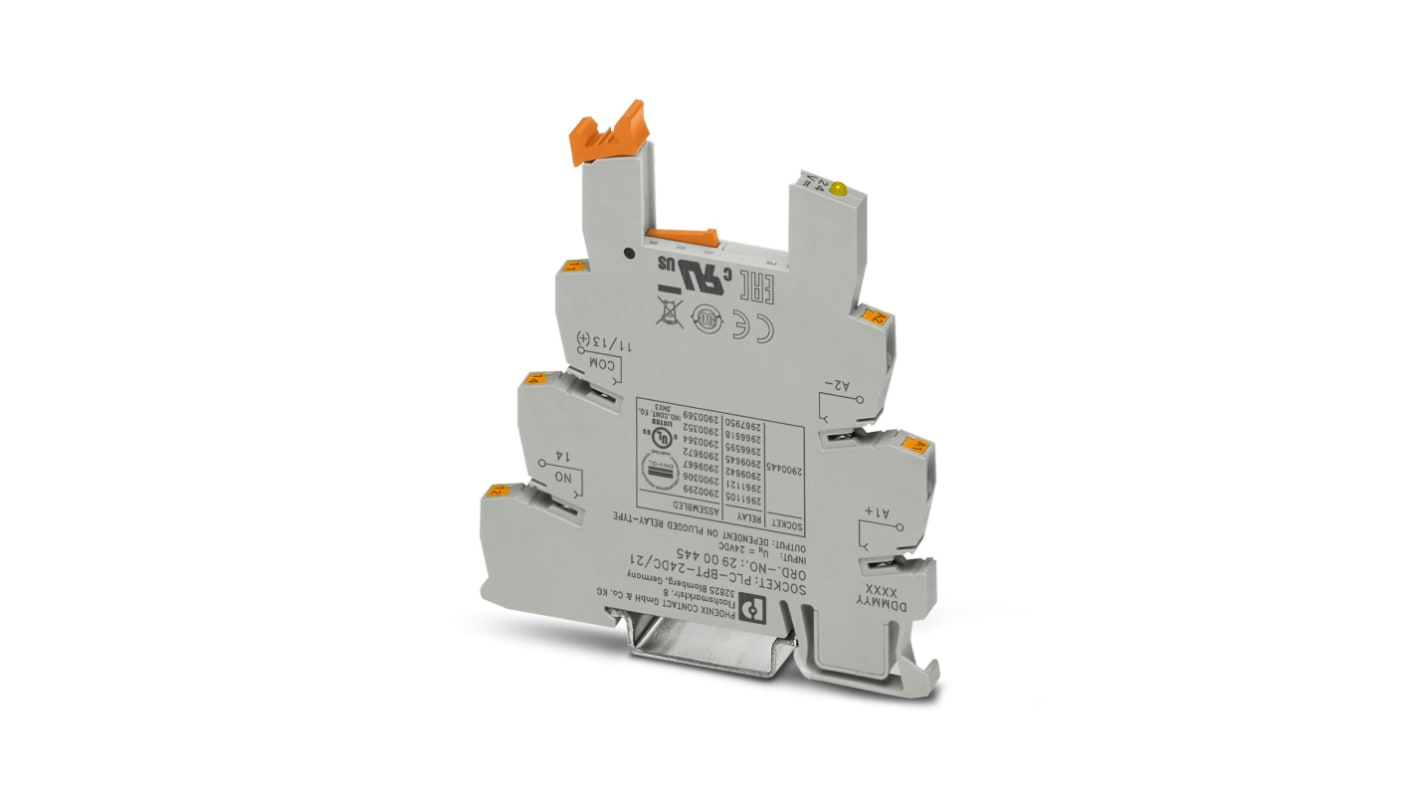 Phoenix Contact PLC-BPT- 24DC/21 1 Pin 24V DIN Rail Relay Socket