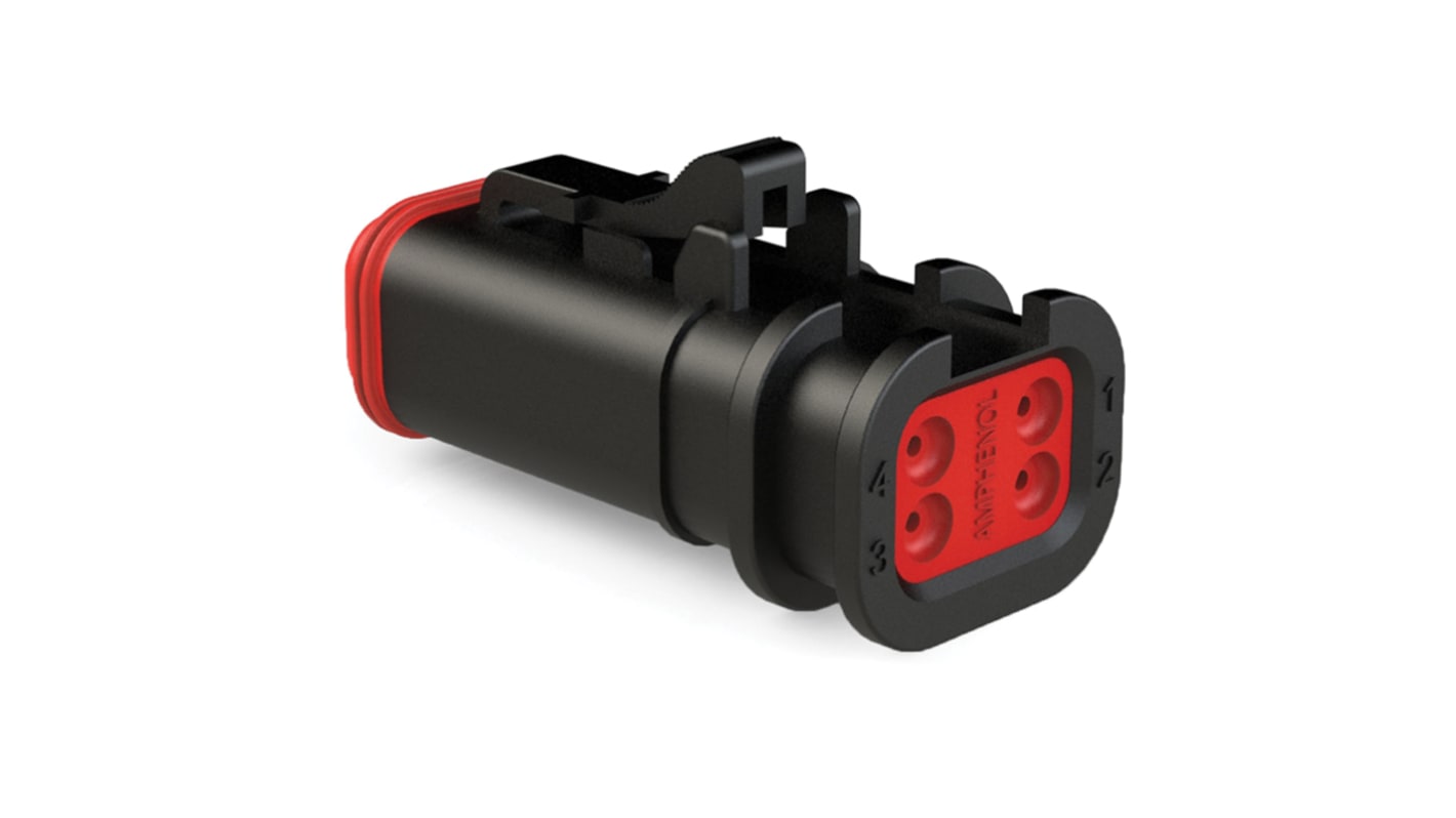 Amphenol Industrial, AT Automotive Connector Socket Black Cable Mount 4 Way AT06-4S-OMBLK
