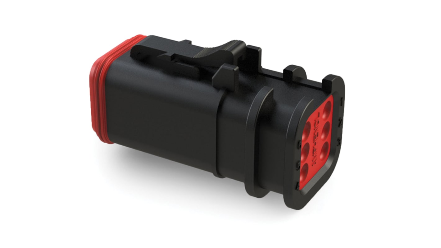 Amphenol Industrial, AT Automotive Connector Socket Black Cable Mount 6 Way AT06-6S-OMBLK
