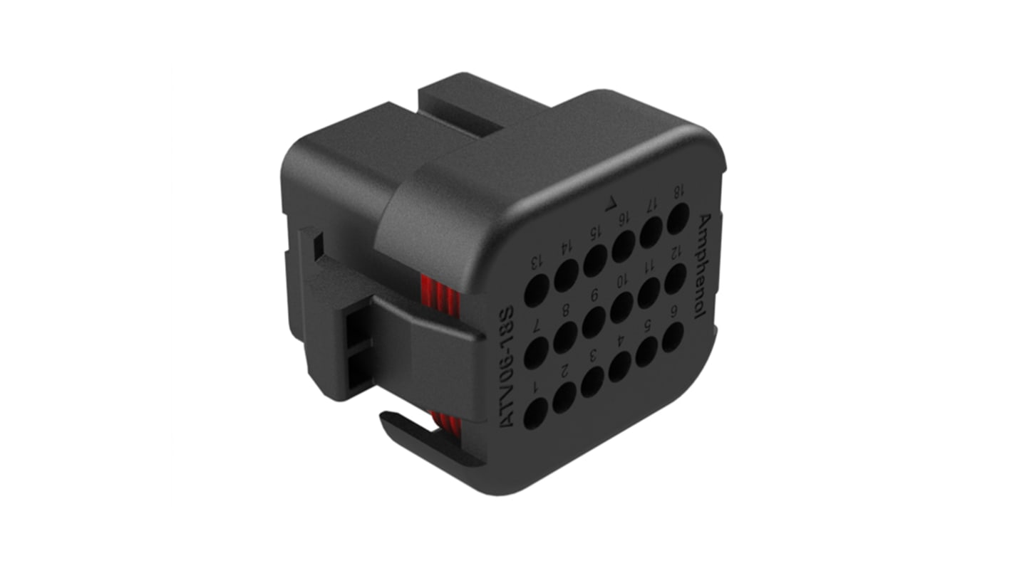 Amphenol Industrial, ATV Automotive Connector Plug Black 18 Way ATV06-18SB