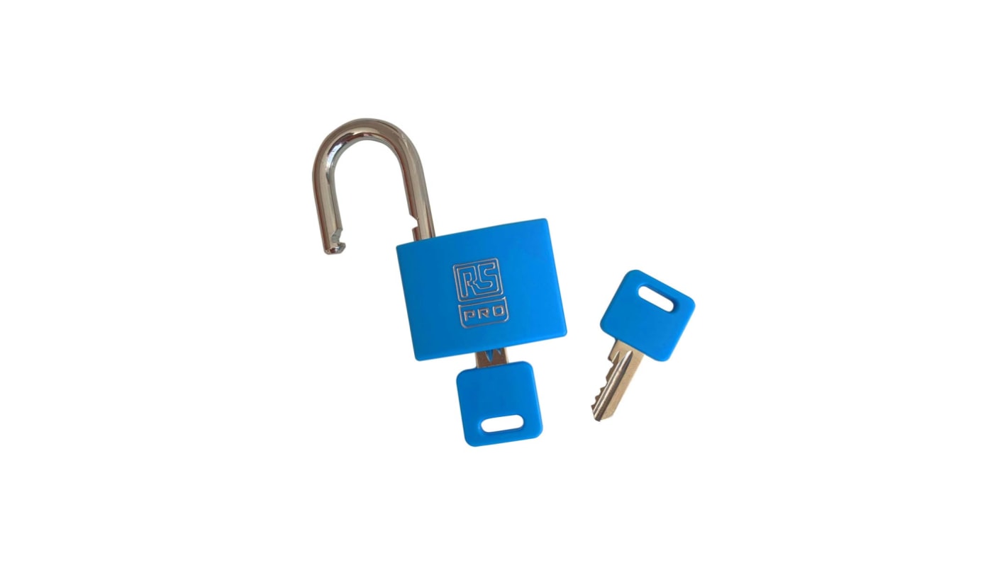 RS PRO Aluminium  Vorhängeschloss mit Schlüssel Blau , Bügel-Ø 6mm x 22mm