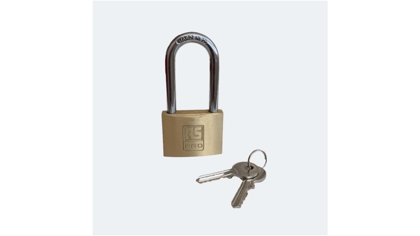 Lucchetto con chiave RS PRO per uso interno ed esterno, in , anello da 7mm, L. 51mm, col Ottone