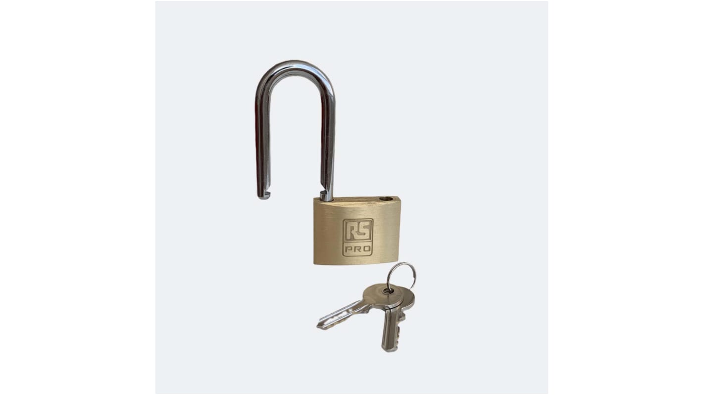 Lucchetto con chiave RS PRO per uso interno ed esterno, in , anello da 7mm, L. 51mm, col Ottone