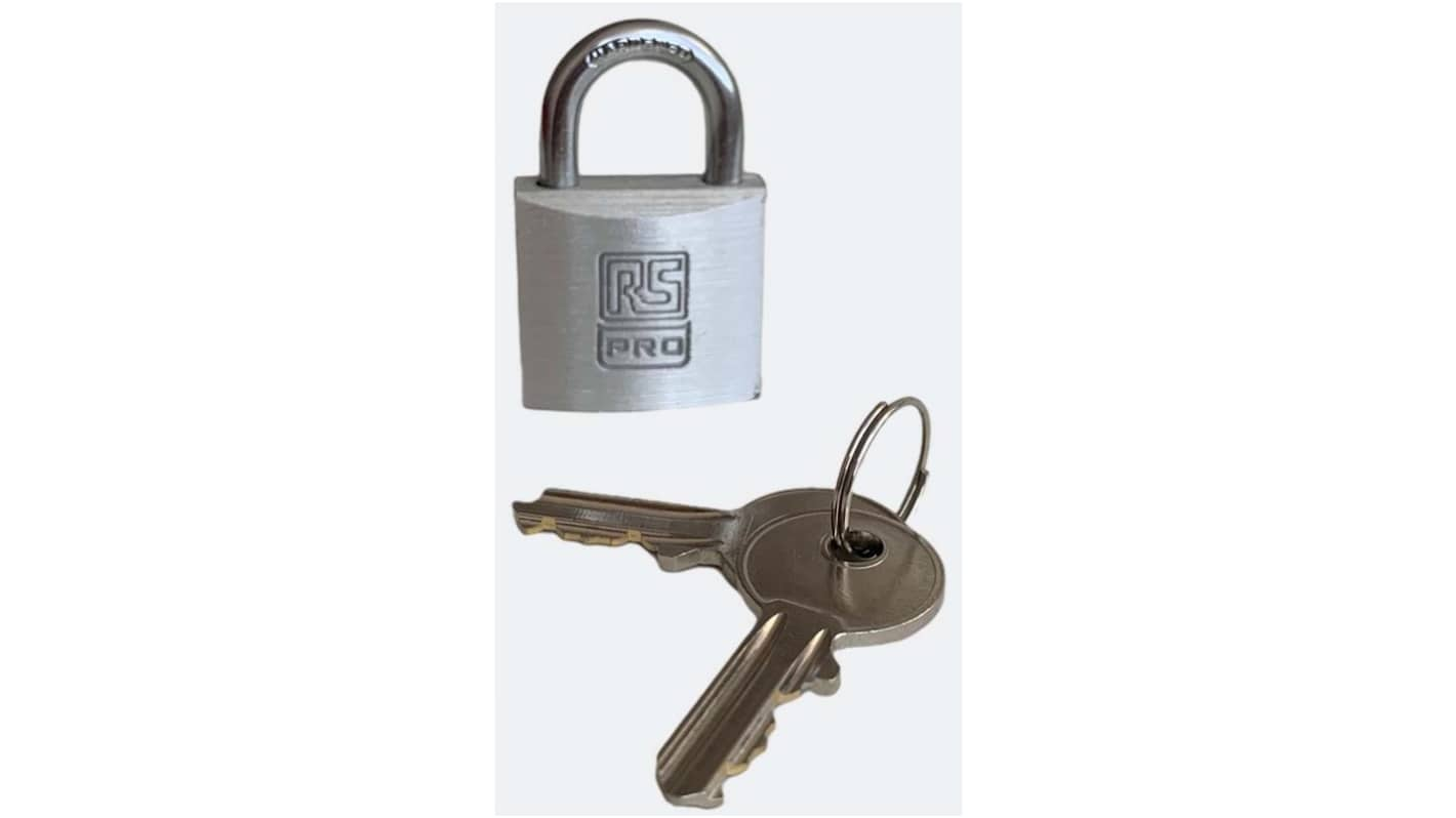 RS PRO Key Aluminium, Stainless Steel Padlock, Keyed Alike, 5mm Shackle, 30mm Body