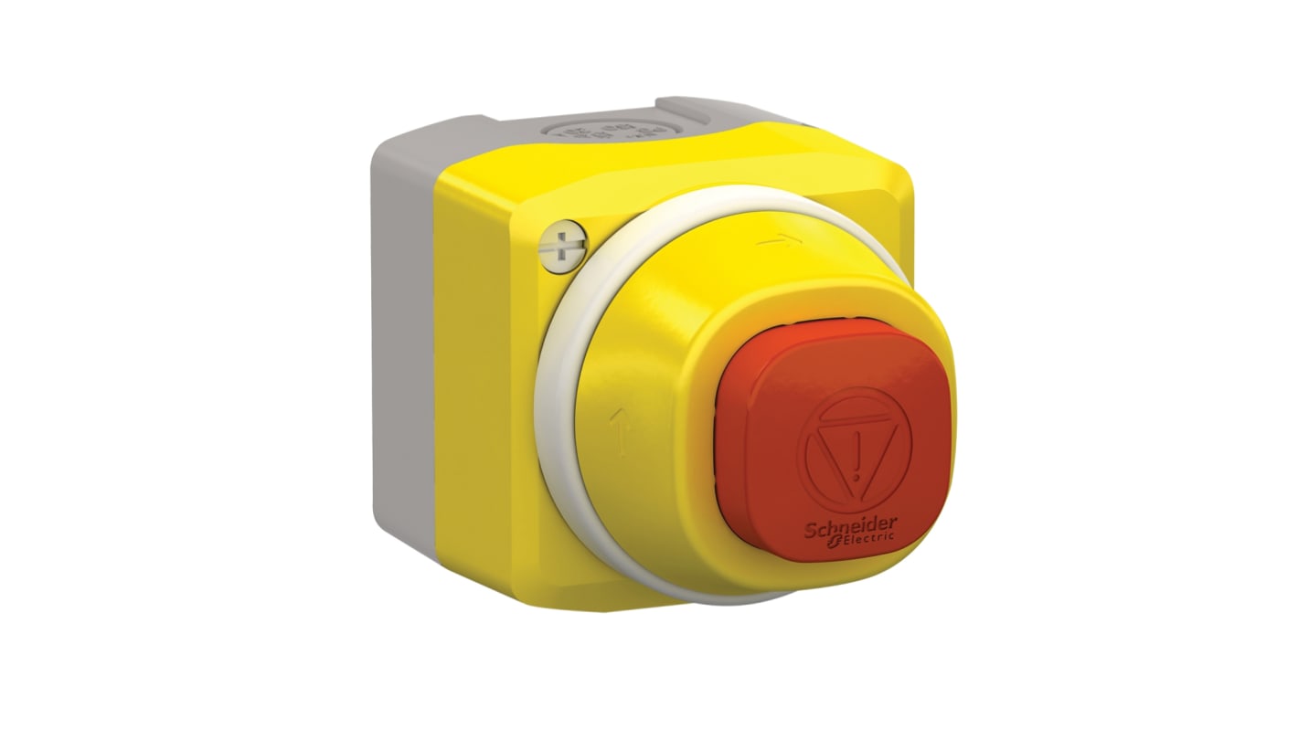 Schneider Electric XALK Series Twist Release Illuminated Emergency Stop Push Button, Surface Mount, 1NO + 2NC