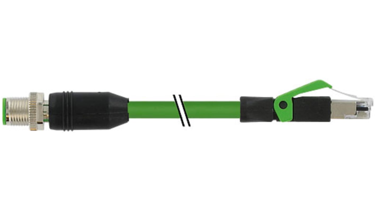 Murrelektronik LimitedD-Coded to RJ45, 10m Cat5, Green M12 to Male RJ45 Male Shielded, Terminated PUR Sheath