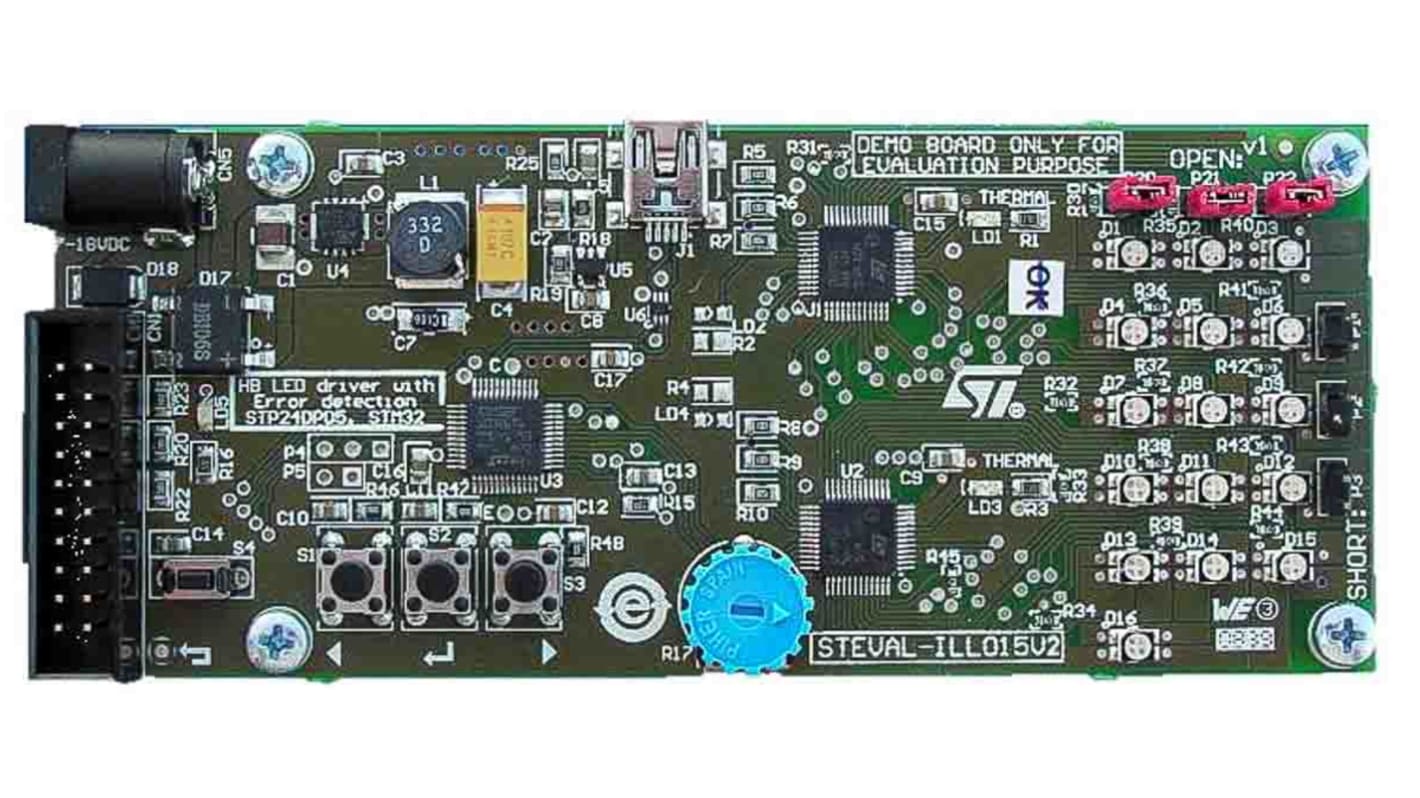 STMicroelectronics STEVAL-ILL015V2, STEVAL LED Driver Evaluation Board for LED2472G, STM32 for Microcontroller