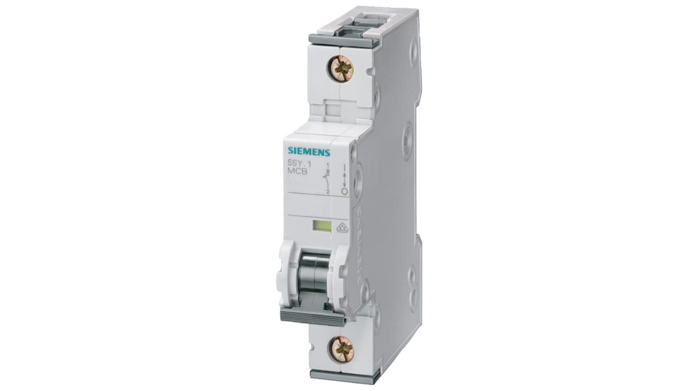 Siemens Sentron 5SY4 MCB, 1P, 63A, Type A, 400V AC, 72V DC, 10 kA Breaking Capacity