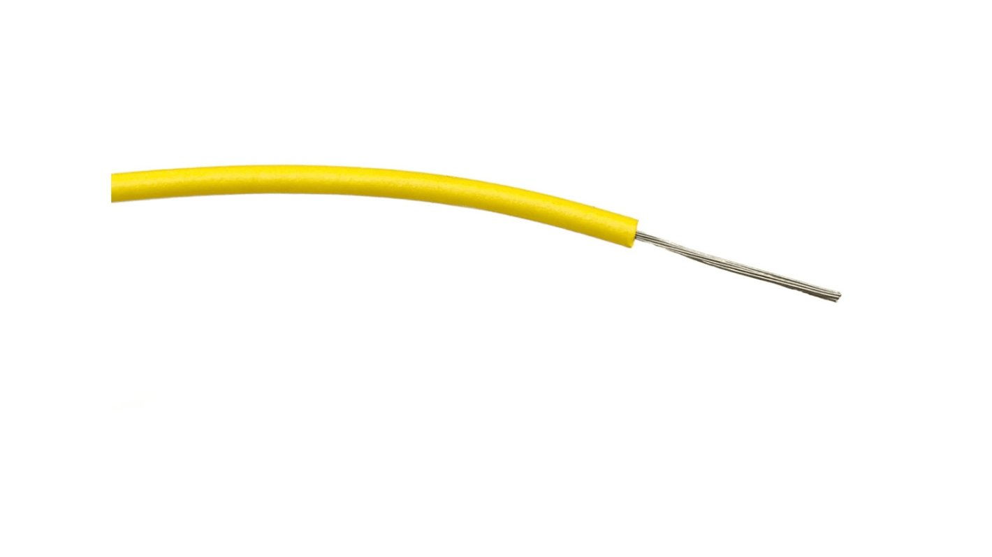 RS PRO Einzeladerleitung 0,2mm², 24 AWG 100m Gelb PVC isoliert Ø 1.3mm 7/0,2 mm Litzen
