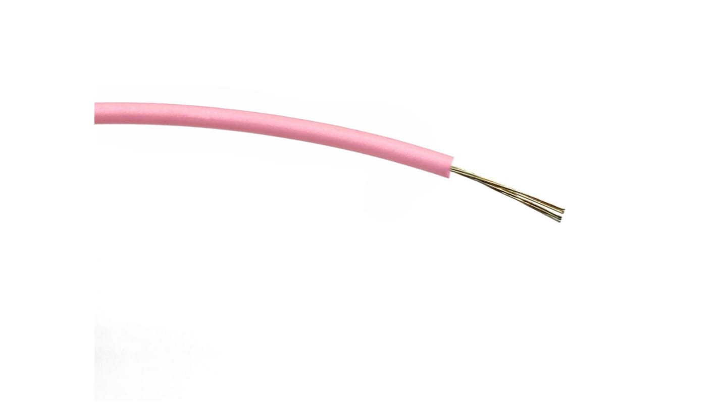 RS PRO Pink 0.2mm² Hook Up Wire, 24 AWG, 7/0.2 mm, 500m, PVC Insulation