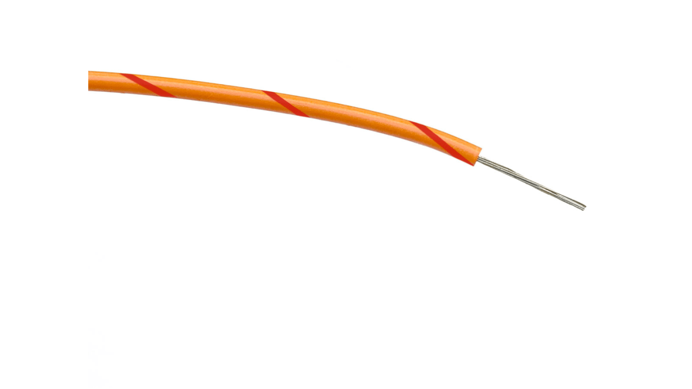 RS PRO Orange/Red 0.2mm² Hook Up Wire, 24 AWG, 7/0.2 mm, 100m, PVC Insulation
