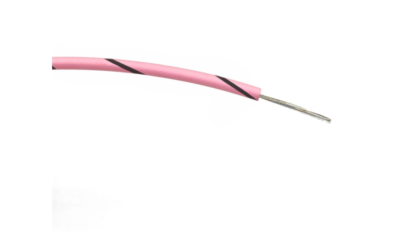 RS PRO Black/Pink 0.2mm² Hook Up Wire, 24 AWG, 7/0.2 mm, 100m, PVC Insulation