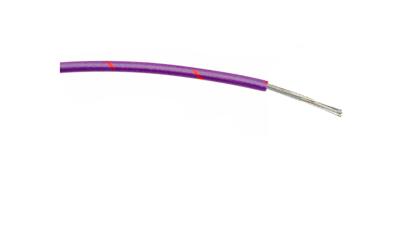 RS PRO Purple/Red 0.2mm² Hook Up Wire, 24 AWG, 7/0.2 mm, 100m, PVC Insulation