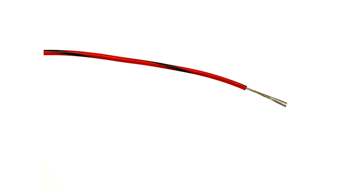 RS PRO 黑色/红色单芯线电线, 0.2 平方毫米, 100m长, 24AWG, 1 kV 交流, 最高+85°C, PVC绝缘